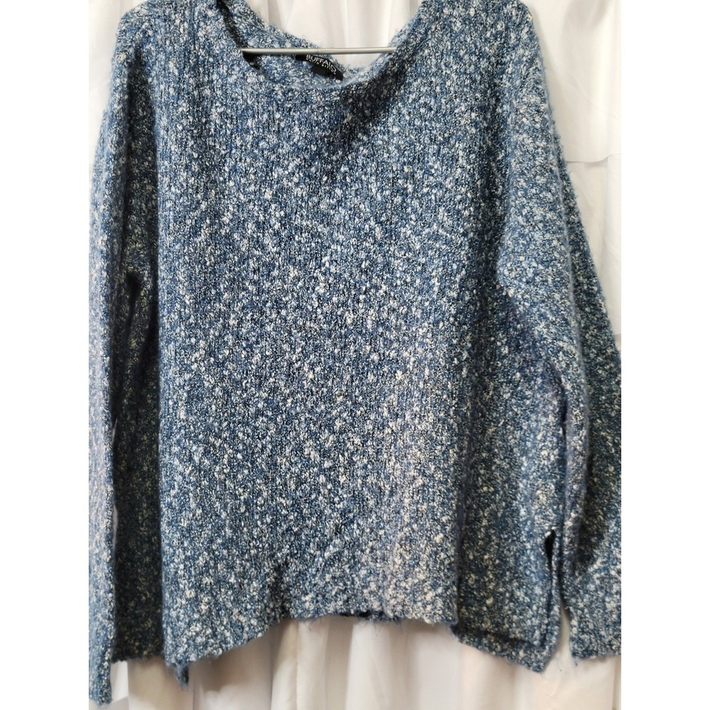Buffalo David Bitton Blue Marled Knit Sweater Womens XXL Crew Neck Pullover 1808